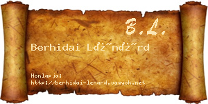 Berhidai Lénárd névjegykártya